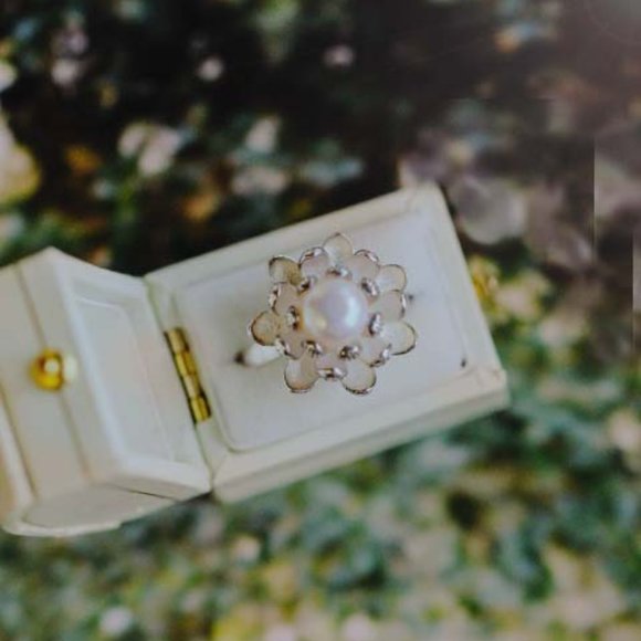 925 Sterling Silver Genuine Freshwater Pearl Ring Resizable Dainty Open Ring Her - Picture 2 of 10